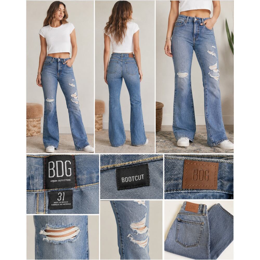BDG Urban Outfitters Bootcut Distressed Jeans Y2K Grunge Blue 31